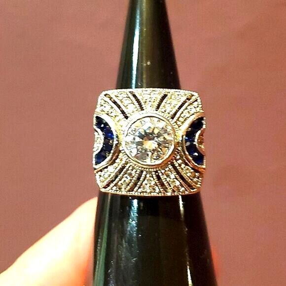 JOESEPH ESPOSITO, SAPPHIRE Diamonique Ring, Stamped ESPO,925,CZ,Sizs 5, NWOT! - Picture 1 of 7